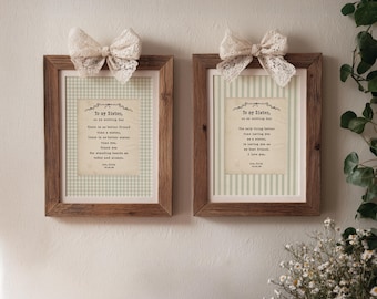 Personalized Sister of the Bride Letter, Vintage Gingham Wedding Keepsake (Printed Artwork)