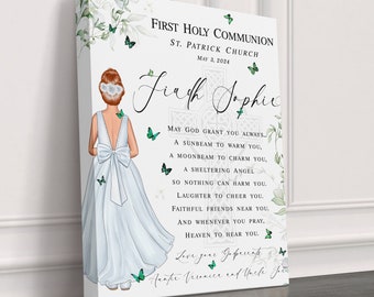 Personalized First Communion Canvas Art: Bible Verse Gift