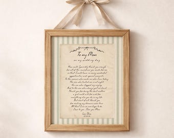 Mother of the Bride Gift, Personalized Wedding Handwritten Letter for MOM, Vintage Floral Wedding Print