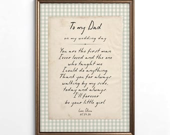 Vintage Gingham Letter to Father of the Bride - printable wedding gift