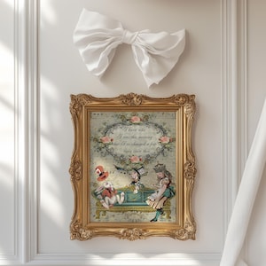 Alice in Wonderland Print Vintage Mad Hatter Tea Party Wall Art