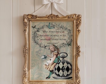 Alice in Wonderland Print: Vintage Nursery Decor, Tea Party Art