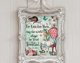 Personalized Alice in Wonderland Print: Shabby Chic Nursery Decor