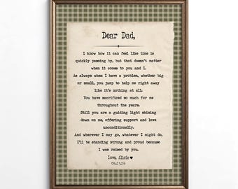 Personalized Dad Letter Print | Heartfelt Father's Day Wall Art (Framed Option)
