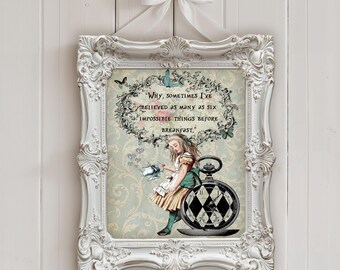 Whimsical Alice Inspired Wall Art, Vintage Storybook Print, Cottagecore Nursery Decor, Fairytale Girls bedroom decor