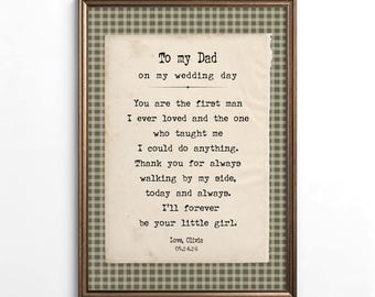 Father of the Bride Gift, Personalized Wedding Typewriter Letter for Dad, Nostalgic Wedding Print
