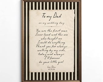 Wedding Day Keepsake for Dad, Personalized Father of the Bride Letter Print