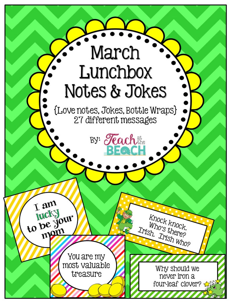 March Lunchbox Notes Jokes and Bottle Wraps for Boys and Etsy