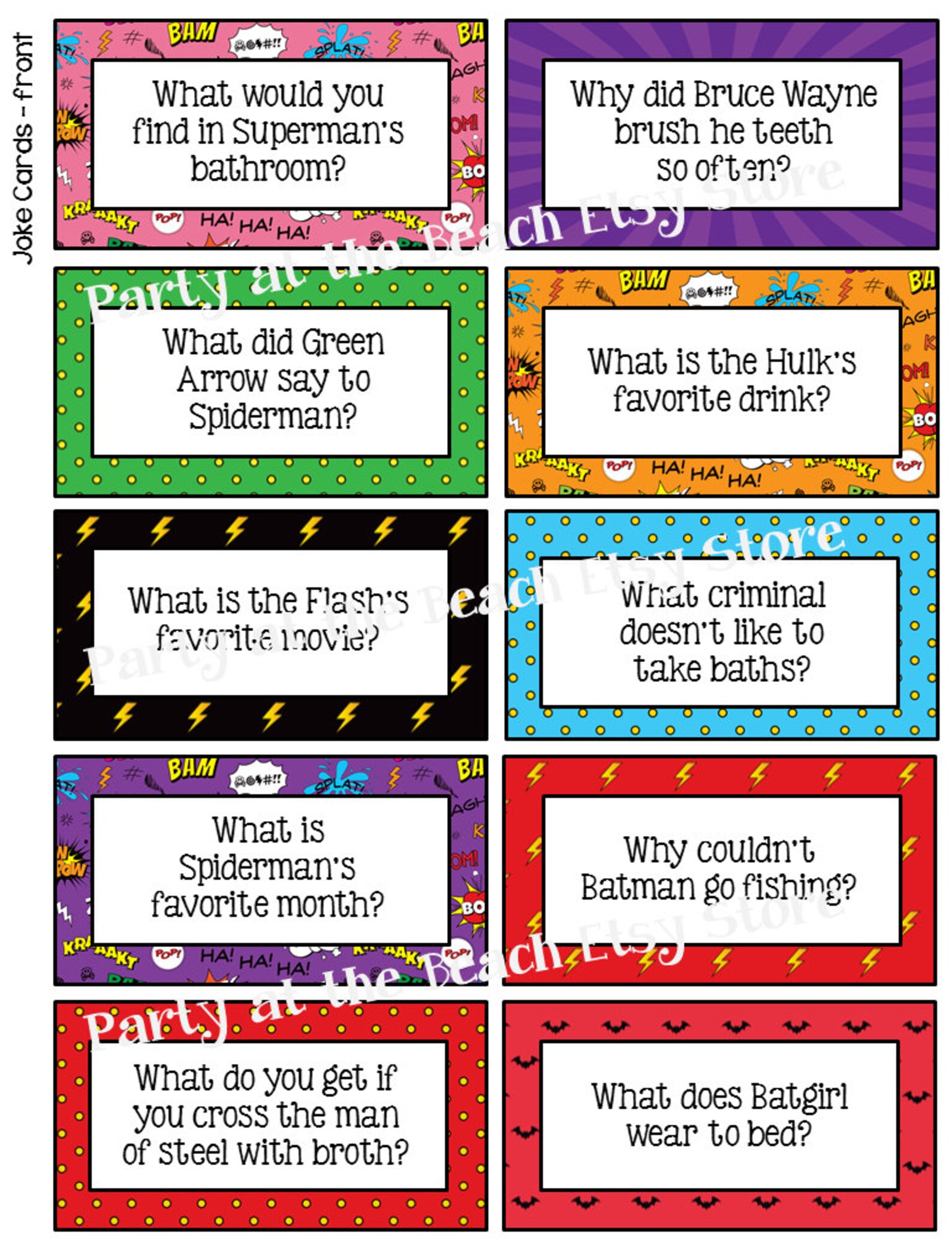 Superhero Lunchbox Notes Jokes and Bottle Wraps - Etsy