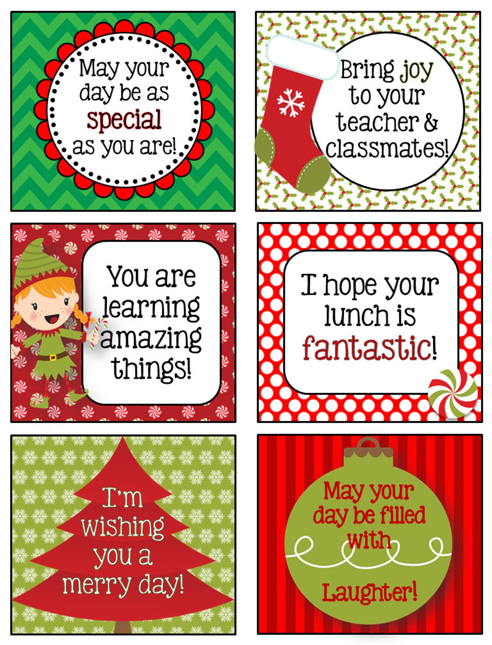 Christmas December Lunchbox Notes, Jokes, and Bottle Wraps Etsy