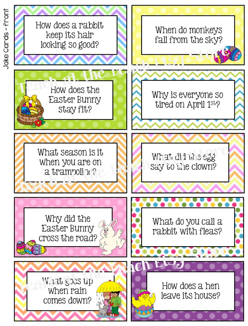 April Spring & Easter Lunchbox Notes Jokes and Bottle Wraps Etsy