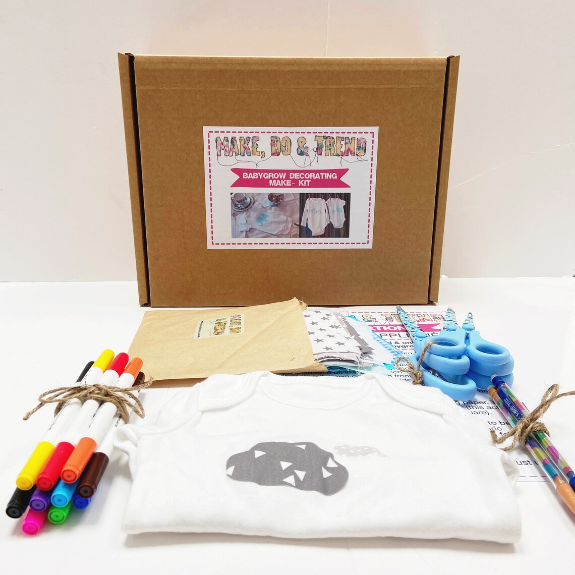 Baby Shower in a Box Activity Babygrow Decorating Craft Kit Etsy UK
