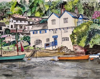 Ferryside, Boddinick, Cornwall (Limited -edition print)