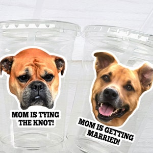 Personalized Dog Face, Bachelorette party games, Mom is Getting Married Cups, Bachelorette Party Favors with Dog, Bachelorette Dog mom