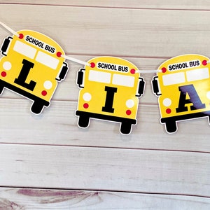 School Bus Birthday, School Bus Party - School Bus banner, school bus name banner, school bus happy birthday banner, back to school party