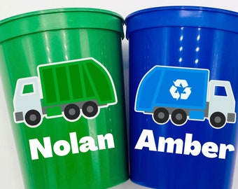 Garbage Truck Birthday, Trash Bash, Trash Trucks, Recycling Trucks, Garbage Birthday Cups, Garbage Party favors