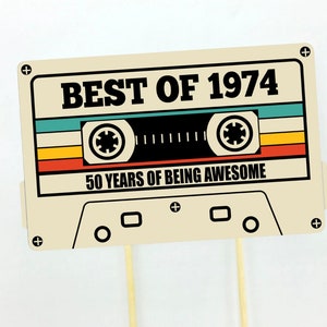 50th Birthday, 50th birthday cake topper, best of 1974, 50th for him, 50th birthday party decorations