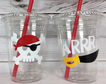 Pirate Party Cups - Disposable Pirate Cups Pirate Party Decorations Happy Birthday Pirate Birthday Decorations Boy Skull