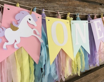 Unicorn Party High Chair Banner - Unicorn Banner Unicorn Birthday Decorations First Birthday Happy Birthday Banner Unicorn Party Decorations