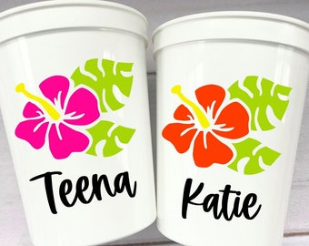 Luau Birthday, Luau party, luau birthday cups, luau party favors, luau decorations, personalized luau cups, personalized luau favors