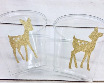 Fawn Woodland Party Cups - Deer Cups Woodland Party Decorations Deer Baby Shower Decorations Fawn Birthday Decorations Baby Sprinkle