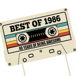40th Birthday Cassette Cake Topper, Best of 1986