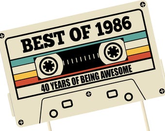 40th Birthday Cassette Cake Topper, Best of 1986
