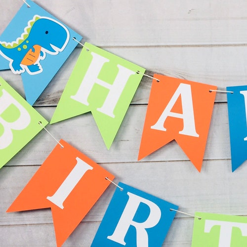 Dinosaur Happy Birthday Banner Printable Dinosaur Party - Etsy