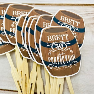 50th Birthday Party Cupcake Toppers - Whiskey 50th Birthday Cupcake Toppers, Vintage 50th Birthday, 50th Birthday Party
