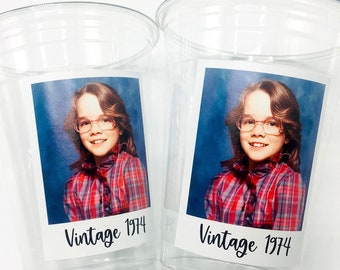 Personalized Photo Party Cups, 50th Birthday Decorations