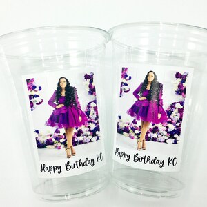 Custom plastic cups, Personalized Party cups, Create your own text, Personalized Birthday, Custom face party decorations, Vintage 40th