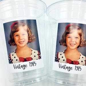 Custom plastic cups, personalized Party cups, Personalized 40th Birthday, Custom face Cups, Custom face party decorations, Vintage 40th