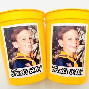 50th Custom plastic cups, personalized Party cups, Personalized 50th Birthday, Custom face Cups, Custom face party decorations, Vintage 1973