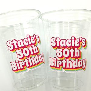 Custom plastic cups, personalized Party cups, Create your own text, Personalized Birthday, Custom party decorations, Vintage 50th