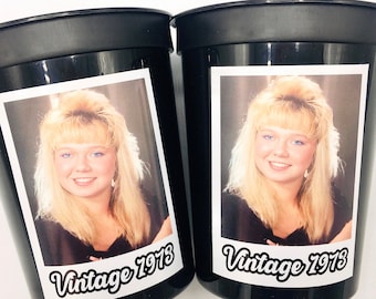 Custom 50th Birthday Cups, Personalized Photo Party Favors