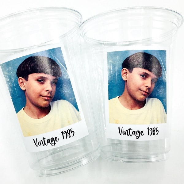Custom Face Party Cups - Personalized 40th Birthday, 1985 Vintage