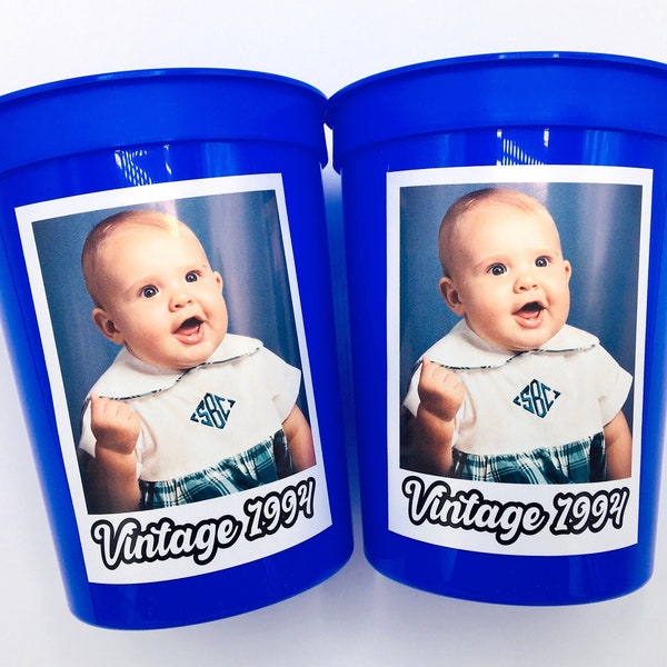30th Custom plastic cups, personalized Party cups, Personalized 30th Birthday, Custom face Cups, Custom face party decorations, Vintage 1994