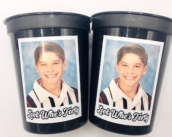 Personalized 40th Birthday Cups, Custom Face Party Favors