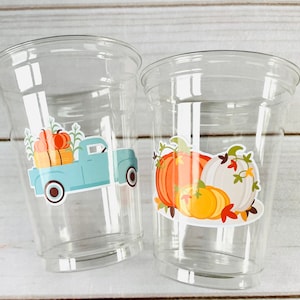 Fall Party Cups - Pumpkin Cups Little Pumpkin First Birthday Decorations Little Pumpkin Party Decorations Fall Baby Shower