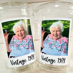 95th Birthday, Custom plastic cups, personalized Party cups, Personalized 95th Birthday, Custom face Cups, Custom face party decorations