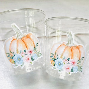 Gender Reveal Pumpkin Party Cups He or She Party Cups Pink and Blue Gender Reveal Decorations Little Pumpkin Gender Reveal Baby Shower
