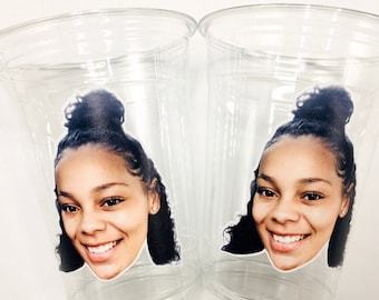 Personalized Photo Party Cups, Custom Face Decor