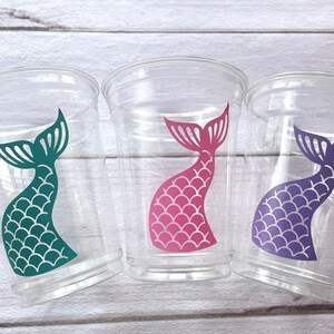Mermaid Birthday Party Cups - mermaid bachelorette party favors, mermaid baby shower decorations, mermaid party, mermaid first birthday girl