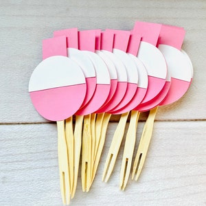 Fishing Party Cupcake Toppers - Girl fishing birthday, Pink Fishing Cupcake Toppers Fishing Party Decorations Fishing Baby Shower