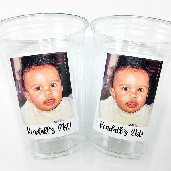 Custom plastic cups, Personalized Party cups, Create your own text, Personalized Birthday, Custom face party decorations, Vintage 40th