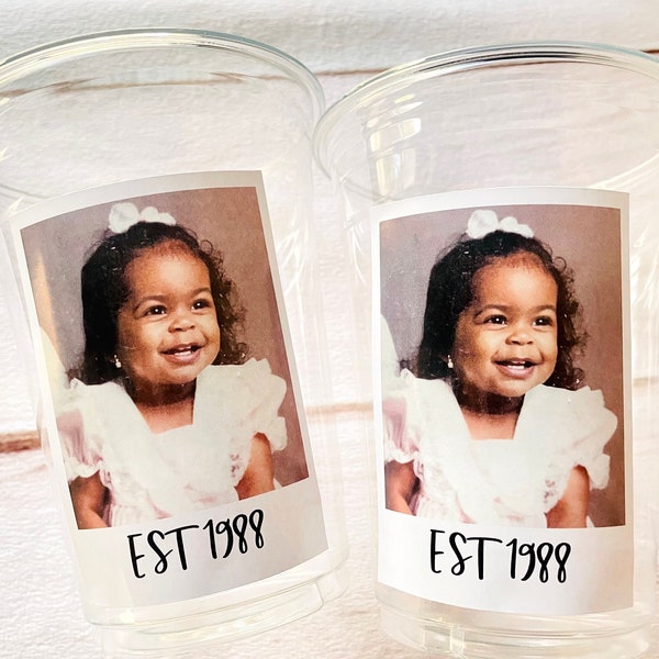 Custom plastic cups, Personalized Party cups, Create your own text, Personalized Birthday, Custom face party decorations, Vintage 40th