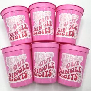 Peace out single digits, 10th birthday, 10th birthday cups, 10th birthday party, double digits, double digits party favors