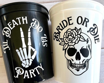 Bride or Die Bachelorette Party Cups, Skull Favor Cups