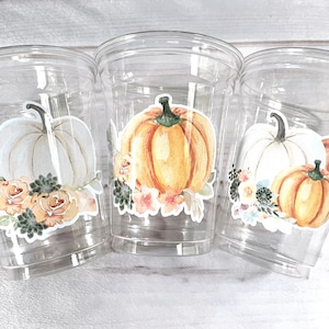 Fall Party Cups - Pumpkin Cups Little Pumpkin First Birthday Decorations Little Pumpkin Party Decorations Fall Baby Shower