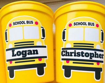 School Bus Party Cups - Reusable School Cups School Bus Birthday School Bus Party School Bus Favors Teachers Gift for Teacher Back To School